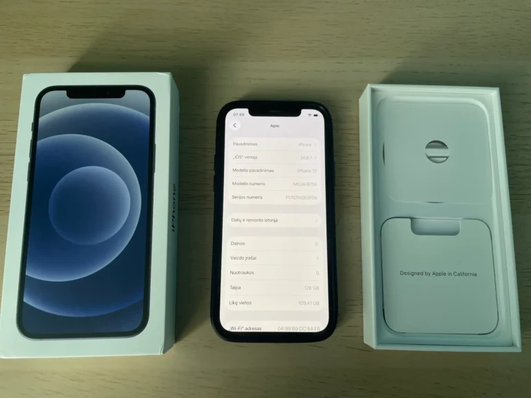 Iphone 12 128Gb midnight viskas orignalu