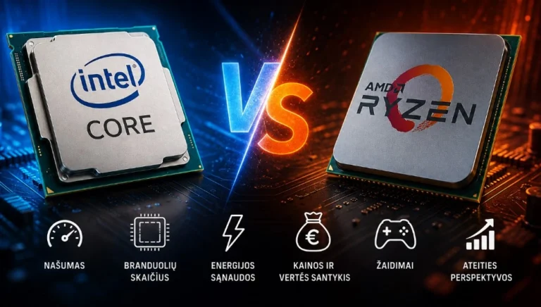 Kaip išsirinkti gerą procesorių? Išsamus Intel ir AMD Ryzen palyginimas pažengusiems naudotojams