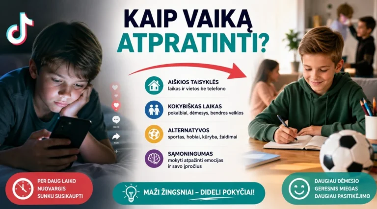 kaip vaiką atpratinti nuo perdėto tik tok žiūrėjimio ir besaikio ir betikslio telefono nauduojimo?