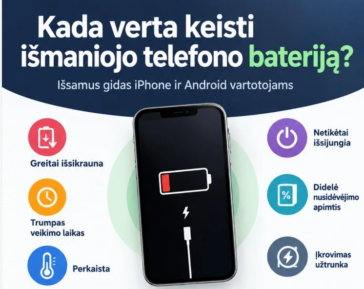 Kada verta keisti iphone ir android telefono bateriją?